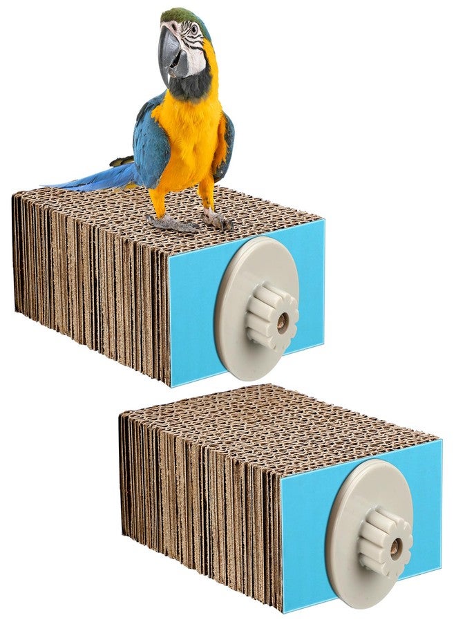 Skyygemm 2 Pieces Bird Chew Toy Parrot Cage Perch Cardboard Platform Bird Paw Grinding Stand Parrot Cage Playground for Macaws, Small Parakeets, Conures, Budgies, Finches Conure Cockatiel (Small) - Image 1